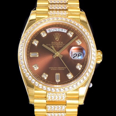 SA급 로렉스 남성용 데이데이트 오토매틱 Cal.3235타입 36mm 금장시계 옐루골드 올금 다이아베젤부착 메탈줄 래드다이얼 rol79206 xx