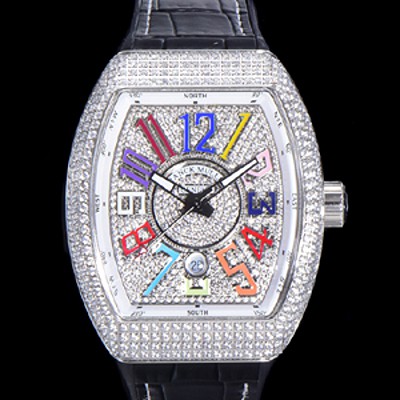 SA급 프랭크뮬러 남성용 뱅가드 오토매틱 ETA2824-2 타입 45mm 보석큐빅 가죽줄 보석다이얼 fra10487 xx