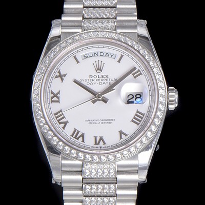 SA급 로렉스 남성용 데이데이트 오토매틱 Cal.3235타입 36mm 다이아베젤부착 메탈줄 화이트다이얼 rol46573 xx