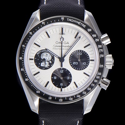 SA급 오메가 남성용 스피더마스터 기념시리즈 실버 스누피 어워드 수동기계식 42mm 가죽줄 화이트다이얼   omg97341 xx