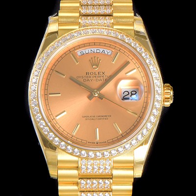 SA급 로렉스 남성용 데이데이트 오토매틱 Cal.3235타입 36mm 금장시계 옐루골드 올금 다이아베젤부착 메탈줄 골드다이얼rol92680 xx