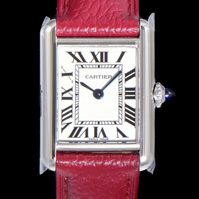 SA급 까르띠에 여성용 탱크 머스트 WSTA0042 로마 인덱스 29.5mm 화이트 다이얼 가죽줄 쿼츠 무브먼트 CAR08310 xx