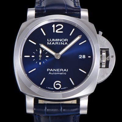 SA급 파네라이 남성용 루미노르 마리나 PAM01393 오토매틱 Cal P.9010 타입 42mm 가죽줄 블루 다이얼 pan64208 xx