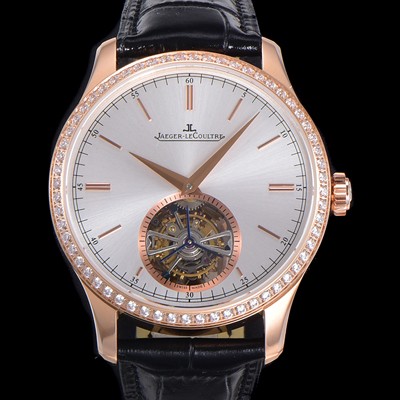 SA급 예거르꿀트르 남성용 마스터 그랜드 트레디션 1662451 오토매틱 투어빌론 798타입  42mm 18K 로즈골드 보석다이아드베젤 가죽시계 실버다이얼   jag03476 xx