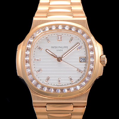 SA급 파텍필립 남성용 노틸러스 보석/큐빅 세팅 18k로즈골드 Cal.324 S C타입무브 오토매틱 40미리 화이트다이얼 PAT70640 xx