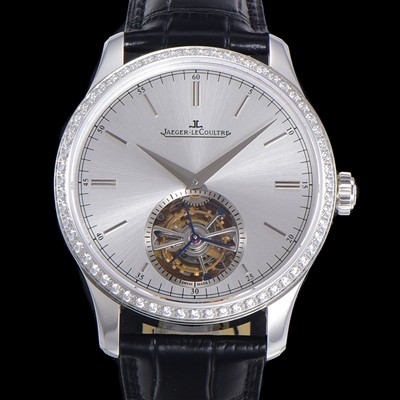 SA급 예거르꿀트르 남성용 마스터 그랜드 트레디션 1662451 오토매틱 투어빌론 798타입  42mm 보석다이아드베젤 가죽시계 실버다이얼   jag18462 xx