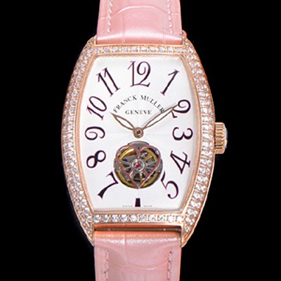 SA급 프랭크뮬러 상트레 커백스 오토매틱 보석/다이아 케이스 여성용시계 18K 로즈골드 가죽줄 화이트다이얼  fra58721 xx