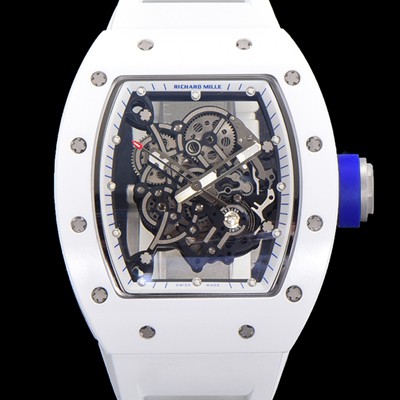 SA급 리차드밀레 남성용 RM055 세라믹 제질 수동형 무브먼트 50미리 러버밴드 스켈레톤 다이얼 RIC01039 xx