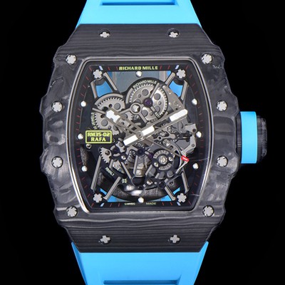 SA급 리차드밀레 남성용 라파엘 나달 RM35-02 파트너십 기념 에디션!! 칼리버 RMAL1 100% 포지드 카본 케이스 스켈레톤 다이얼 오토매틱 무브먼트 RIC06793 xx