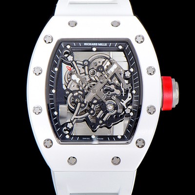 SA급 리차드밀레 남성용 RM055 세라믹 제질 수동형 무브먼트 50미리 러버밴드 스켈레톤 다이얼 RIC04501 xx