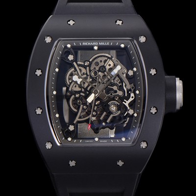 SA급 리차드밀레 남성용 RM055 블랙 PVD코딩 스켈레톤 다이얼 러버 스트랩 기계식 수동형 무브먼트 RIC07650 xx