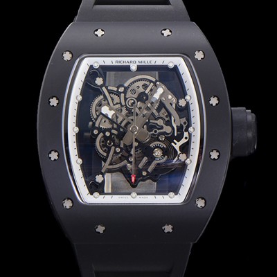 SA급 리차드밀레 남성용 RM055 블랙 PVD코딩 스켈레톤 다이얼 러버 스트랩 기계식 수동형 무브먼트 RIC03619 xx