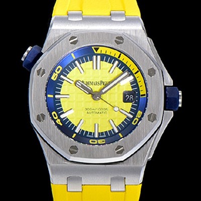 SA급 오데마피게 남성용 옐로 세라믹 다이버!!로얄오크 오프쇼어15710ST.OO.A038CA.01 옐로 와플 다이얼 오토매틱 무브먼트 AUD12247 xx