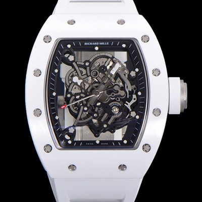 SA급 리차드밀레 남성용 RM055 세라믹 제질 수동형 무브먼트 50미리 러버밴드 스켈레톤 다이얼 RIC00117 xx