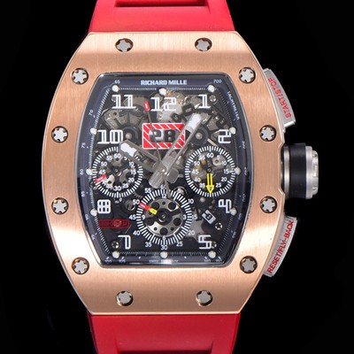 SA급 리차드밀레 남성용 RM11 크로노그래프 오토매틱 18K 로즈골드 50미리 스켈래톤 블랙다이얼 RIC08718 xx
