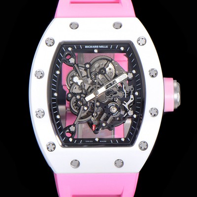 SA급 리차드밀레 남성용 RM055 세라믹 제질 수동형 무브먼트 50미리 러버밴드 스켈레톤 다이얼 RIC78448 xx