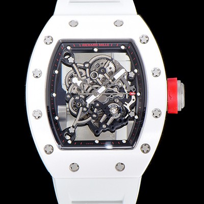 SA급 리차드밀레 남성용 RM055 세라믹 제질 수동형 무브먼트 50미리 러버밴드 스켈레톤 다이얼 RIC02465 xx