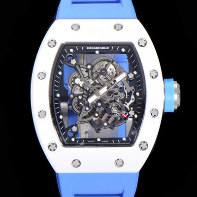 SA급 리차드밀레 남성용 RM055 세라믹 제질 수동형 무브먼트 50미리 러버밴드 스켈레톤 다이얼 RIC78473 xx