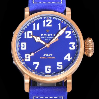 SA급 제니스 남성용 파일럿 29.1940.679/57.C808 타입 20 애드벤쳐 브론져제질 오토매틱 9015무브 45미리 가죽시계 블루다이얼 ZEN73031 xx