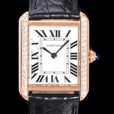 SA급 까르띠에 여성용 탱크 WJTA0011 로마 인덱스 31mm 화이트 다이얼 커플용 로즈골드 악어가죽 쿼츠 무브먼트 CAR01574 xx