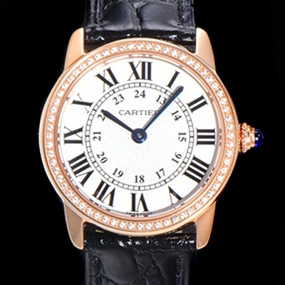 SA급 까르띠에 여성용 롱드 더 솔로 WR000351  쿼츠 므브먼트 29미리 로즈골드 큐빅베젤 악어가죽줄 화이트다이얼 CAR11547 xx