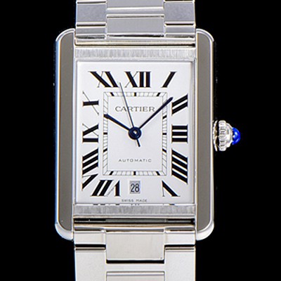 SA급 까르띠에 남성용 탱크 솔로 W5200028 로마 인덱스 40mm 화이트 다이얼 오토매틱 스틸 CAR09969 xx
