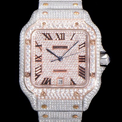 SA급 까르띠에 남성용 산토스 쥬얼 다이아몬드 셋팅 베젤 40mm 큐빅/보석 다이얼 오토매틱 무브먼트 CAR45686 xx