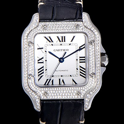 SA급 까르띠에 남성용 산토스 더 까르띠에 WJSA0006 오토매틱 ETA2892-2 보석시계 35.1미리 화이트다이얼 CAR13942 xx