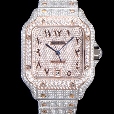 SA급 까르띠에 남성용 산토스 쥬얼 다이아몬드 셋팅 베젤 40mm 큐빅/보석 다이얼 오토매틱 무브먼트 CAR45690 xx