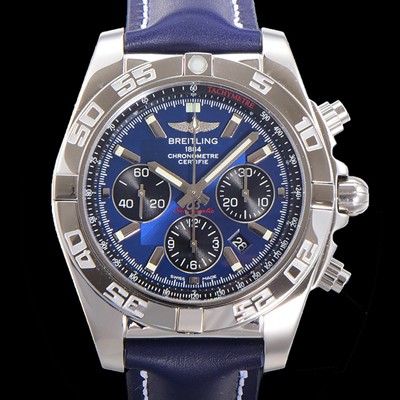 SA급 브라이틀링 남성용 윈드라이더 크로노맷 오토매틱 ETA-7750 기계식 44mm 가죽줄 블루다이얼 bre9511 xx