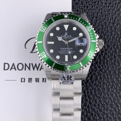 SA급 로렉스 남성용 AR사 904L스틸 구형 서브마리너 16610LV-93250 블랙 다이얼 이너베젤 티타늄베젤 Cal.3135오토매틱 무브먼트 ROL09035 xx