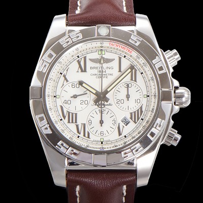 SA급 브라이틀링 남성용 윈드라이더 크로노맷 오토매틱 ETA-7750 기계식 44mm 가죽줄 화이트다이얼 bre1259 xx