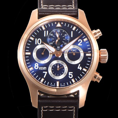 SA급 아이더블유씨 남성용 파일럿 41mm 오토매틱 89630 타입 18K 로조골드 가죽줄 블루다이얼 iwc1532 xx