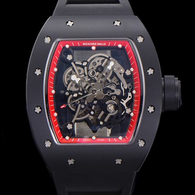 SA급 리차드밀레 남성용 RM055 블랙 PVD코딩 스켈레톤 다이얼 러버 스트랩 기계식 수동형 무브먼트 RIC07175 xx