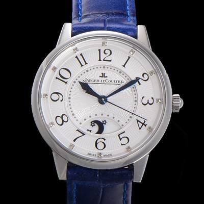 SA급 예거 르꿀르뜨 여성용 랑데뷰 나잇&데이 문페이즈 오토매틱 898A 타입 무브 34mm 보석 배젤 가죽줄 화이트다이얼 jag9139 xx