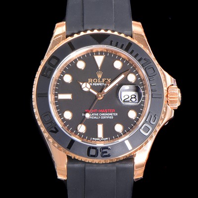 SA급 로렉스 남성용 신형 출시!  요트마스터 m126655-0002 오토매틱 Cal.3135 타입 40mm 18K 로즈골드 도금  블랙 무광 세마릭 베젤 우레탄줄 블랙다이얼  rol1359 xx