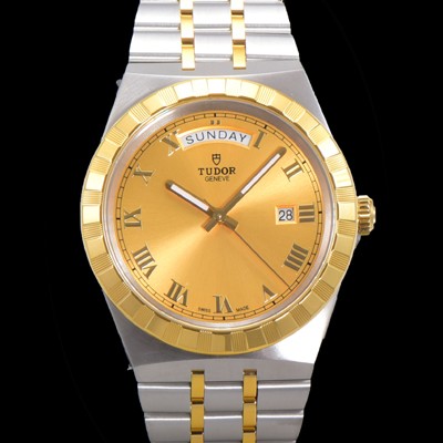 SA급 튜더 남성용 로얄 워치 오토매틱 스위스 ETA2836-2 타입 18K 옐루골드 41mm 메탈줄 골드다이얼 tud5915 xx