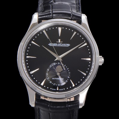 SA급 예거 르꿀르뜨 남성용 마스터 울트라 씬 문페이즈 오토매틱 925타입 39mm 가죽줄 블랙다이얼 jag1129 xx