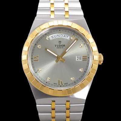 SA급 튜더 남성용 로얄 워치 오토매틱 스위스 ETA2836-2 타입 18K 옐루골드 41mm 메탈줄 실버다이얼 tud1195 xx