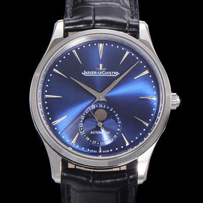 SA급 예거 르꿀르뜨 남성용 마스터 울트라 씬 문페이즈 오토매틱 925타입 39mm 가죽줄 블루다이얼 jag1939 xx