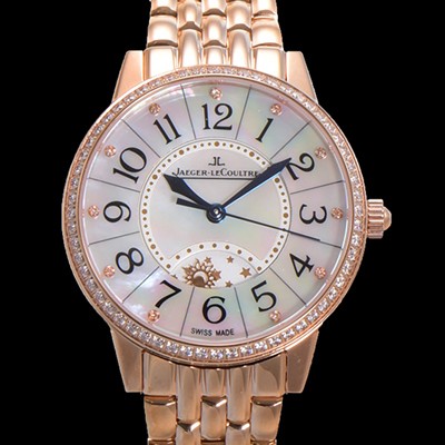 SA급 예거 르꿀르뜨 여성용 랑데뷰 나잇&데이 문페이즈 오토매틱 898A 타입 무브 34mm 보석 배젤 금장 자게 화이트다이얼 jag2121 xx