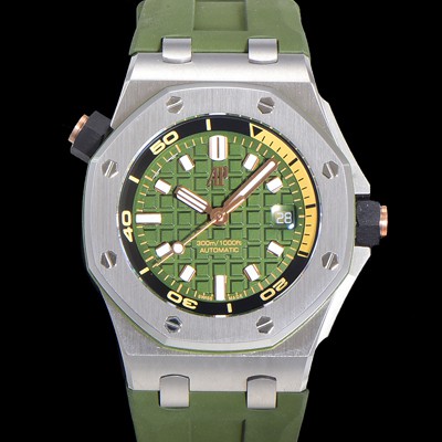 SA급 오데마피게 남성용 로얄오크 오프쇼어 다이버 오토매틱 Cal.4308타입 42mm  우레탄줄 그린다이얼 aud9595 xx