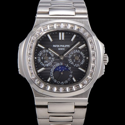 SA급 파텍필립 남성용 Ref.5740 노틸러스 문페이즈 오토매틱 Cal.240 Q타입 40mm 다이아몬드/쥬얼 메탈줄  그레이다이얼 pat5912 xx