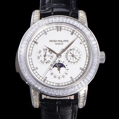 SA급 파텍필립 남성용 Ref.5073P 그랜드 컴플리케이션 문페이즈 오토매틱 다이아몬드셋팅 42mm 가죽줄 화이트다이얼 pat2195 xx