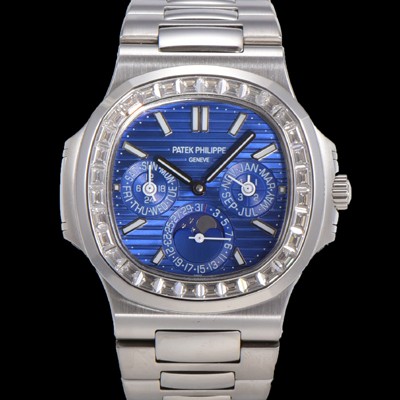 SA급 파텍필립 남성용 Ref.5740 노틸러스 문페이즈 오토매틱 Cal.240 Q타입 40mm 다이아몬드/쥬얼 메탈줄  블루다이얼 pat1912 xx