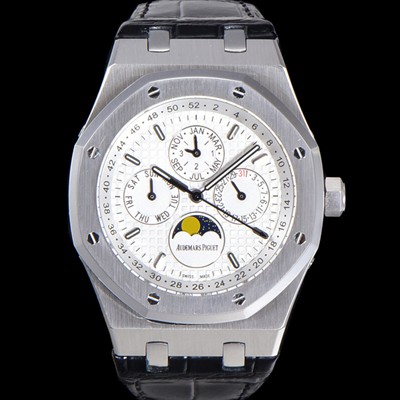 SA급 오데마피게 남성용 로얄오크 퍼펙츄얼 캘린더 41mm 오토매틱 T5134 타입 가죽줄 화이트다이얼 aud9513 xx