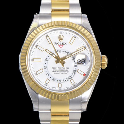 SA급  로렉스 남성용 스카이더웰러 오이스터 퍼페츄얼 오토매틱 Cal.9001타입 42미리 18K 옐루골드 투톤콤비매탈줄 화이트다이얼 rol5129 xx