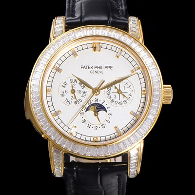 SA급 파텍필립 남성용 Ref.5073P 그랜드 컴플리케이션 문페이즈 오토매틱 18K 옐루골드/다이아몬드셋팅 42mm 가죽줄 화이트다이얼 pat1319 xx