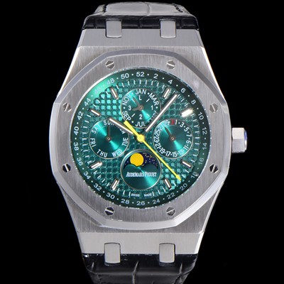 SA급 오데마피게 남성용 로얄오크 퍼펙츄얼 캘린더 41mm 오토매틱 T5134 타입 가죽줄 그린다이얼 aud1953 xx