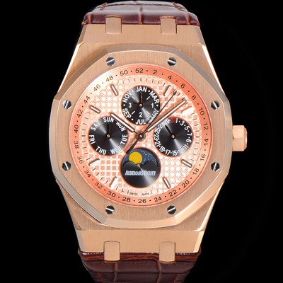 SA급 오데마피게 남성용 로얄오크 퍼펙츄얼 캘린더 41mm 오토매틱 T5134 타입 18K로즈골드 가죽줄 골드다이얼  aud5119 xx